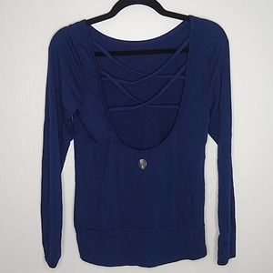 Pure Barre by Splits59 Navy Long Sleeve Cross Back